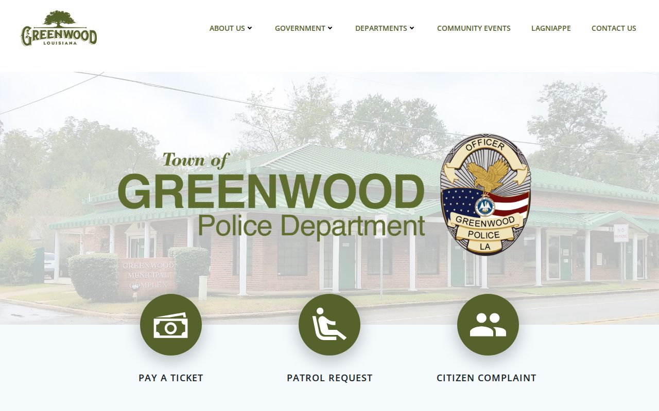 Official Greenwood Police Department webpage with local contact information